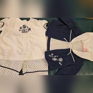 First Impressions Kids White and Blue Floral Embroidered Shirt Set